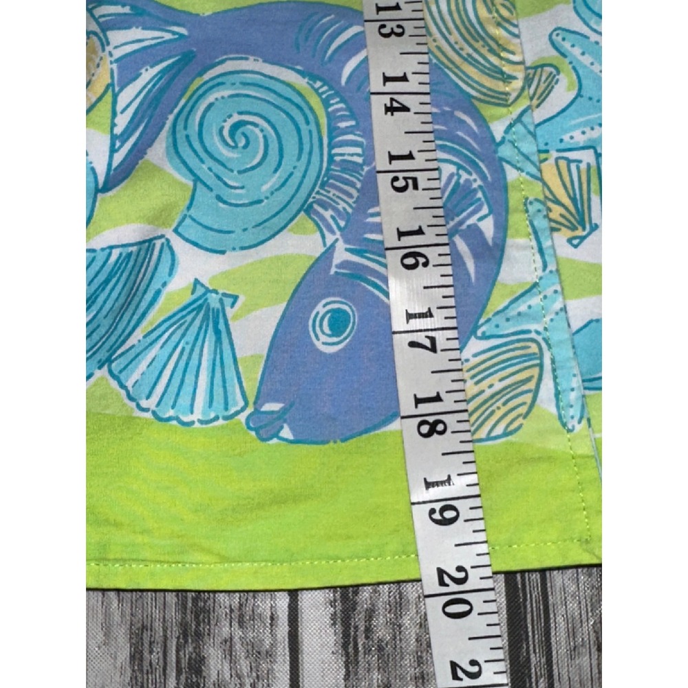 Lilly Pulitzer Green Reversible Coastal Shell Crab Fish‎ Print Cotton Wrap Skirt - Picture 6 of 10
